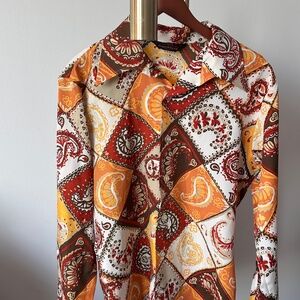 Vintage Retro Paisley Patchwork Shirt